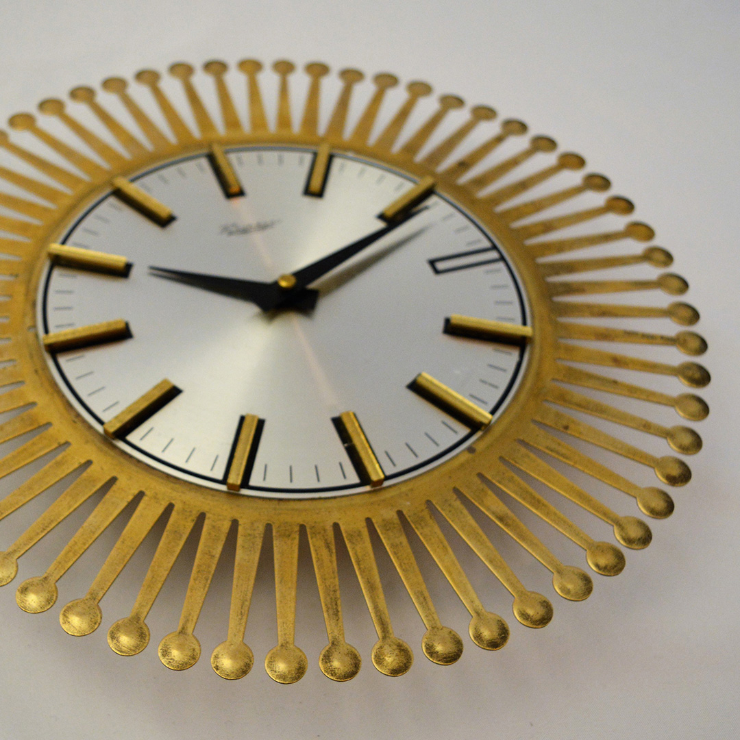 Richter Electric Sunburts Wall Clock, 1960's -Rent Only- MODERNON