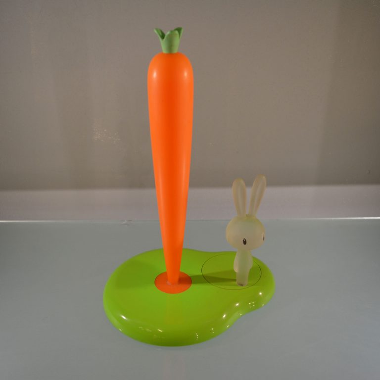Portarotolo Da Cucina Alessi Bunny & Carrot - Design Stefano Giovannoni, Resina, Bianco